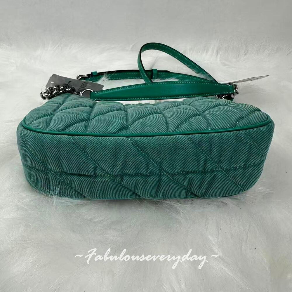 Coach Teri Shoulder Bag Crossbody In Quilted Denim/Green CBG86 NWT - Picture 10 of 10